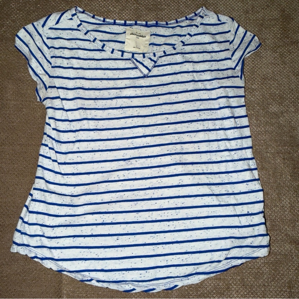 Abercrombie & Fitch Blue and White Striped Kids Tee